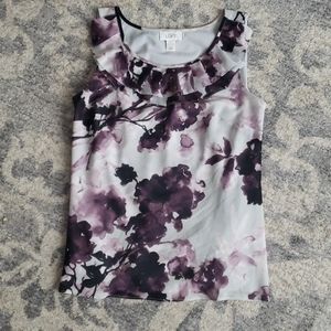 Ann Taylor Loft purple flower watercolor shell top